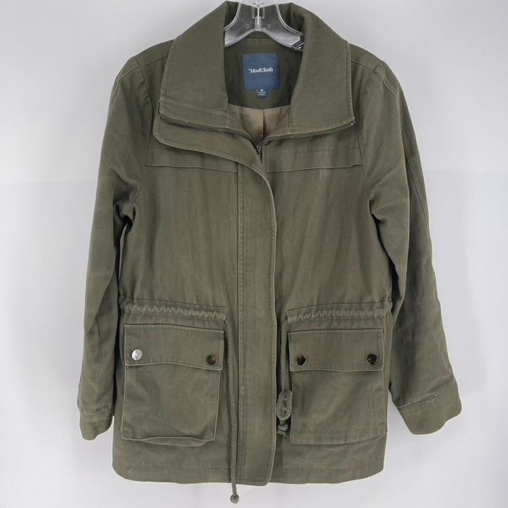 ModCloth Size M Army Green Escape Into Nature Full Zip Utility Jacket